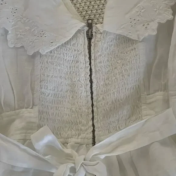 NEW La Vie Rebecca Taylor White Linen Short‎ Playsuit Romper